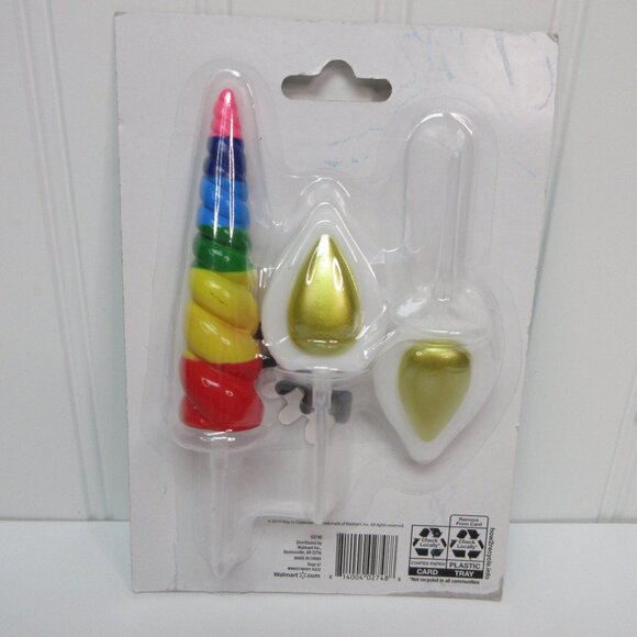 Rainbow Unicorn Cake Decoration Topper Set 4pc Way To Celebrate - Picture 2 of 10